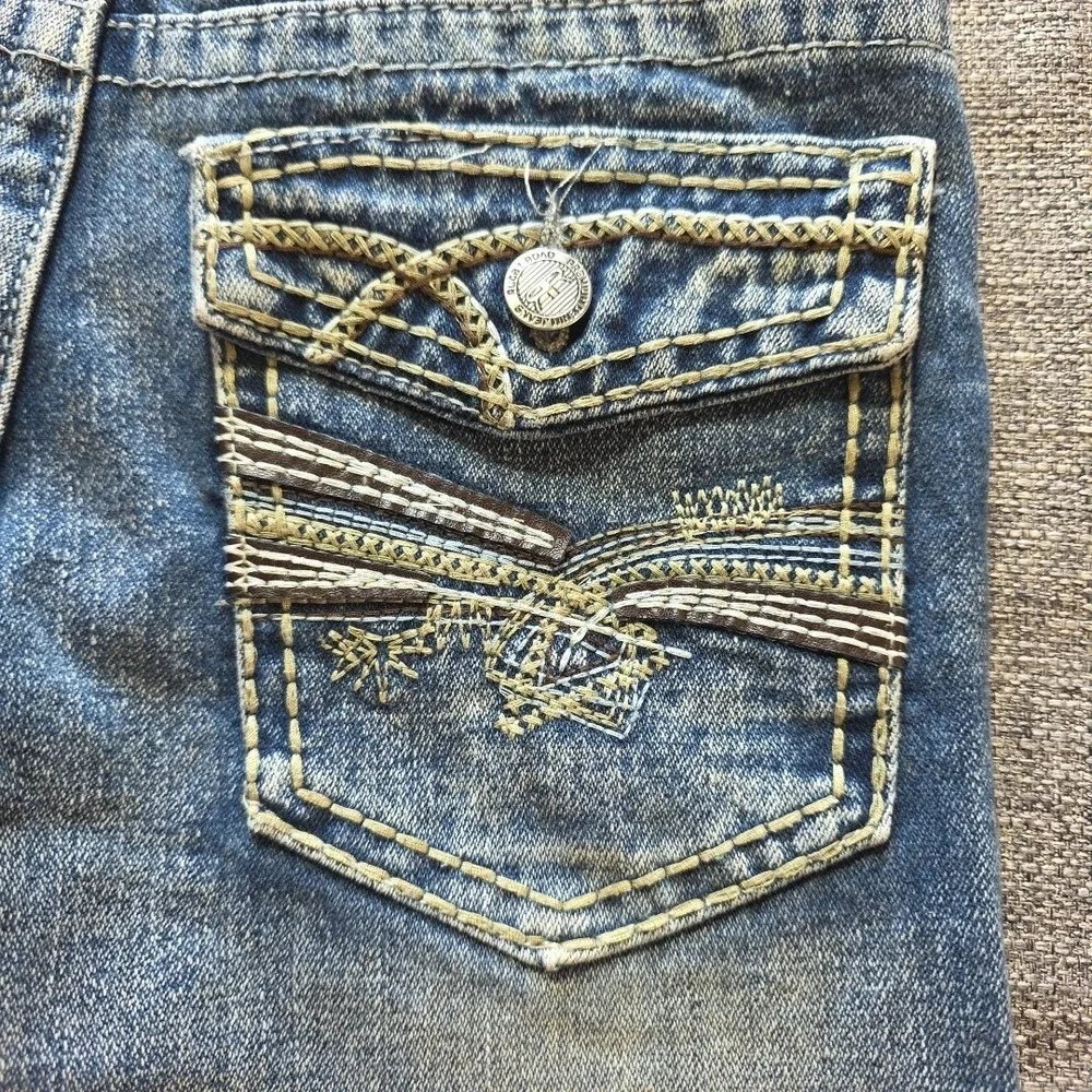Rugby Road Jeans Girls Size 8 Blue Denim Thick Stitch
